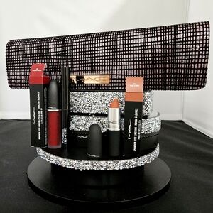 MAC 4 pc gift set! FASHION SWEETIE MULL IT OVER Lip Primer + glitter clutch NEW